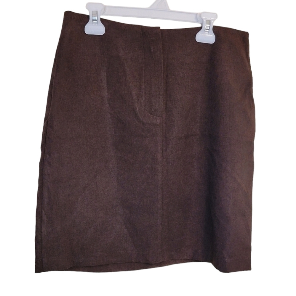 New York and Company City Stretch 100% Polyester Brown Mini Skirt Size 6
